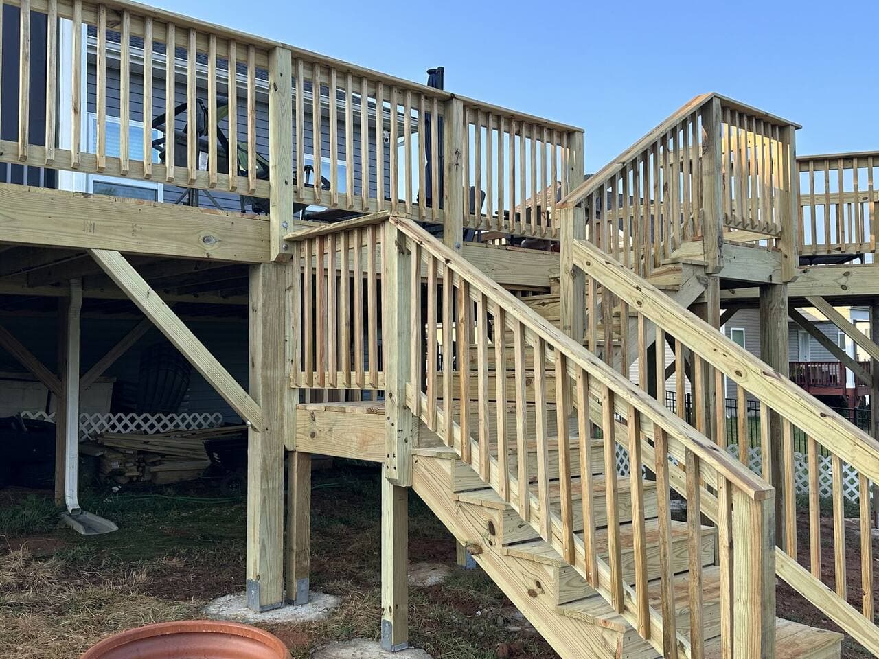 Deck construction project C - view 7 of finished deck construction