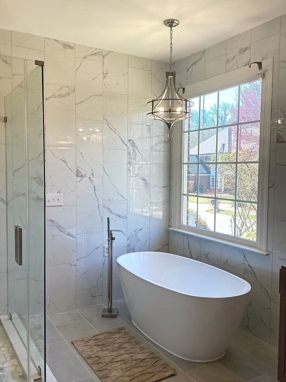 Modern bathroom renovation featuring contemporary design elements