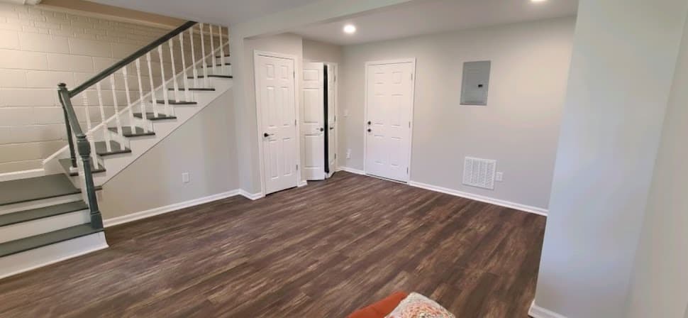 Basement finishing project after completion